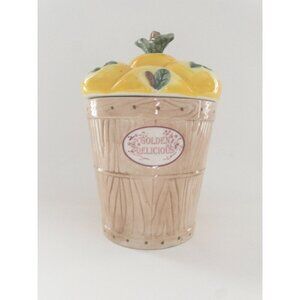 Pfaltzgraff Golden Delicious Apple Basket Ceramic Cookie Jar 11" Dishwasher & Mi